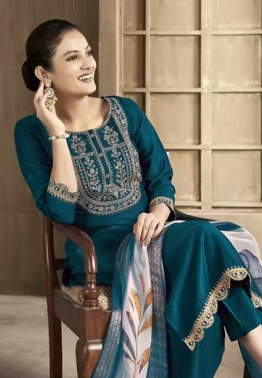 Women Rayon Slub Kurti With Dupatta & Bottomwear Set