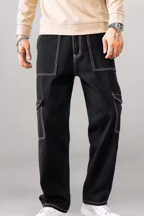 Pure cotton cargo jeans for men