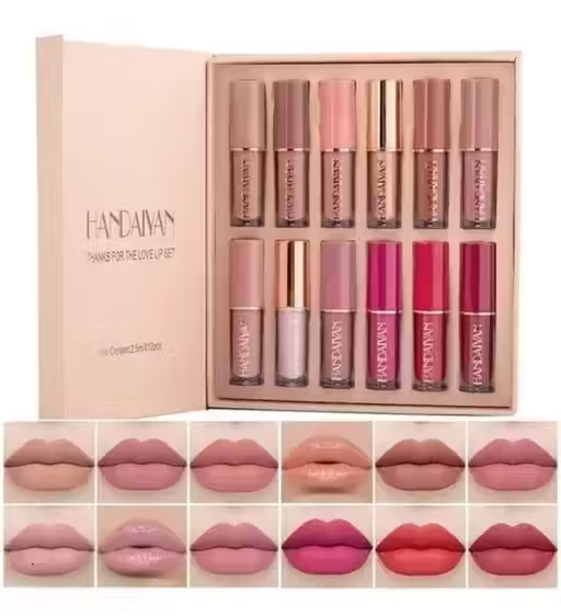 Lipstick Set Of Waterproof Long Lasting Quick drying Non-Stick Cup NudeLip Stain Kit Up to 24H Wear Professional Lip Makeup Gift Kit for Women pack of 12 combo pack
