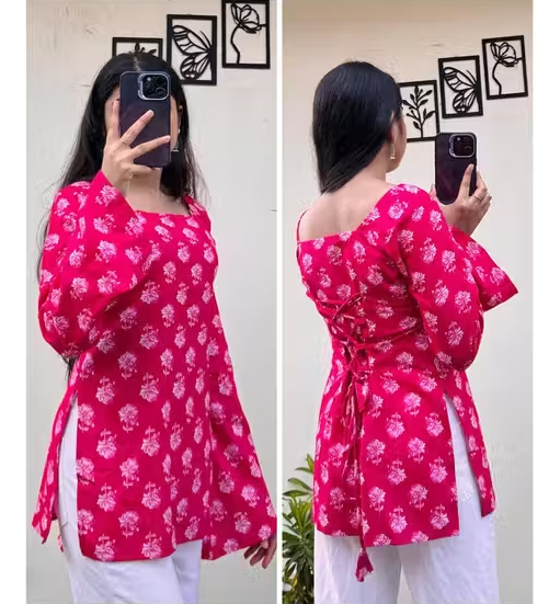 Women Rayon Printed Short Kurti